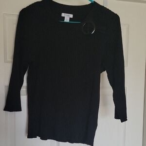 dressbarn Black Ribbed 3/4 Sleeve Sweater